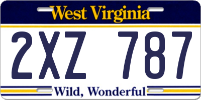 WV license plate 2XZ787