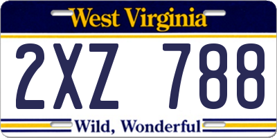 WV license plate 2XZ788