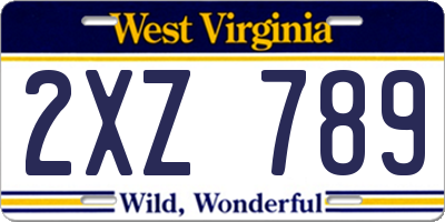 WV license plate 2XZ789