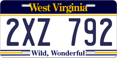 WV license plate 2XZ792