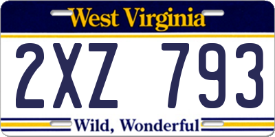 WV license plate 2XZ793