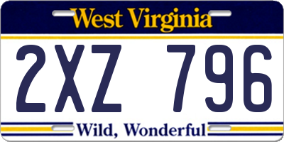 WV license plate 2XZ796