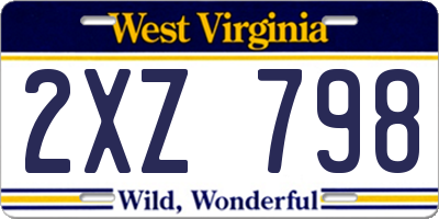 WV license plate 2XZ798