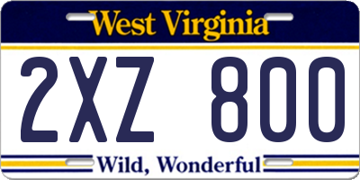 WV license plate 2XZ800