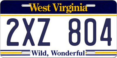 WV license plate 2XZ804
