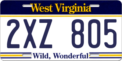 WV license plate 2XZ805