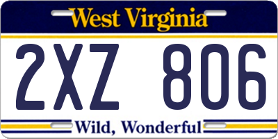WV license plate 2XZ806