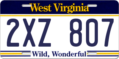 WV license plate 2XZ807
