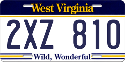 WV license plate 2XZ810