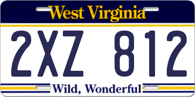 WV license plate 2XZ812