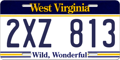 WV license plate 2XZ813