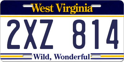 WV license plate 2XZ814