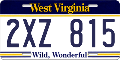 WV license plate 2XZ815