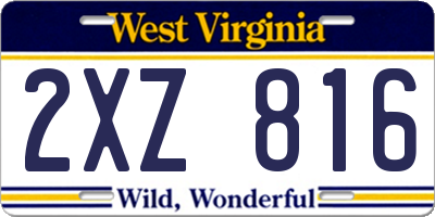 WV license plate 2XZ816