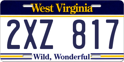 WV license plate 2XZ817