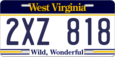 WV license plate 2XZ818