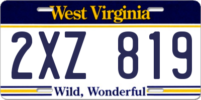 WV license plate 2XZ819