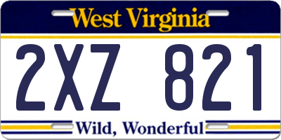WV license plate 2XZ821