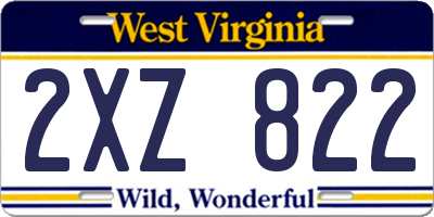 WV license plate 2XZ822