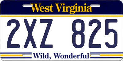 WV license plate 2XZ825