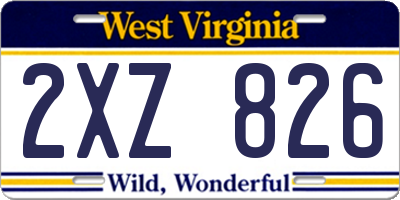 WV license plate 2XZ826