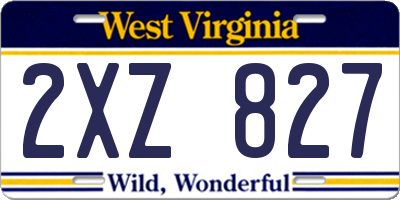 WV license plate 2XZ827