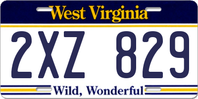 WV license plate 2XZ829