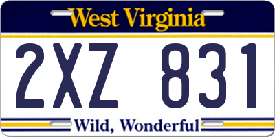 WV license plate 2XZ831