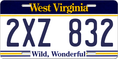 WV license plate 2XZ832