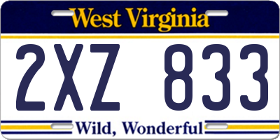 WV license plate 2XZ833