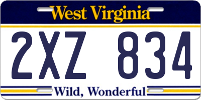 WV license plate 2XZ834