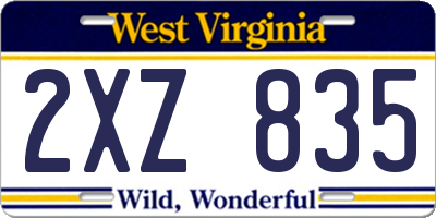 WV license plate 2XZ835