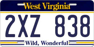 WV license plate 2XZ838