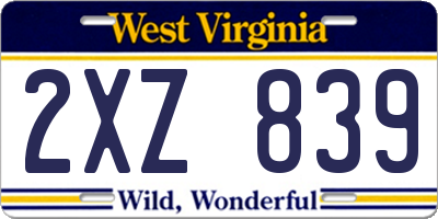 WV license plate 2XZ839