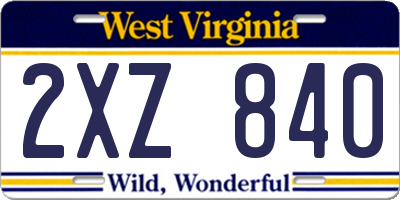 WV license plate 2XZ840