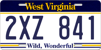WV license plate 2XZ841