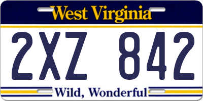 WV license plate 2XZ842