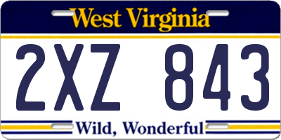 WV license plate 2XZ843