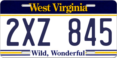 WV license plate 2XZ845