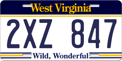WV license plate 2XZ847