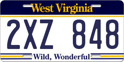 WV license plate 2XZ848