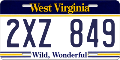 WV license plate 2XZ849