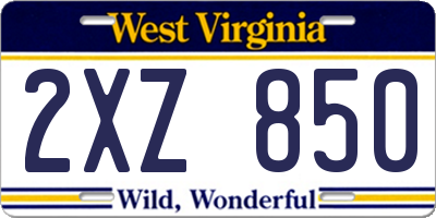 WV license plate 2XZ850