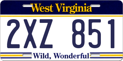 WV license plate 2XZ851