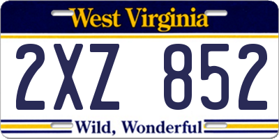 WV license plate 2XZ852