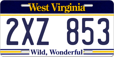WV license plate 2XZ853