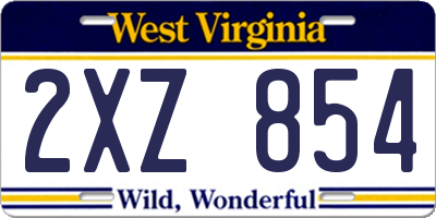 WV license plate 2XZ854
