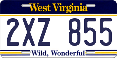 WV license plate 2XZ855