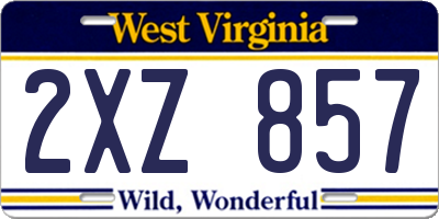 WV license plate 2XZ857