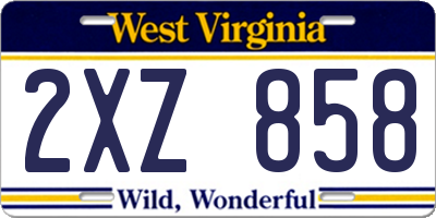 WV license plate 2XZ858